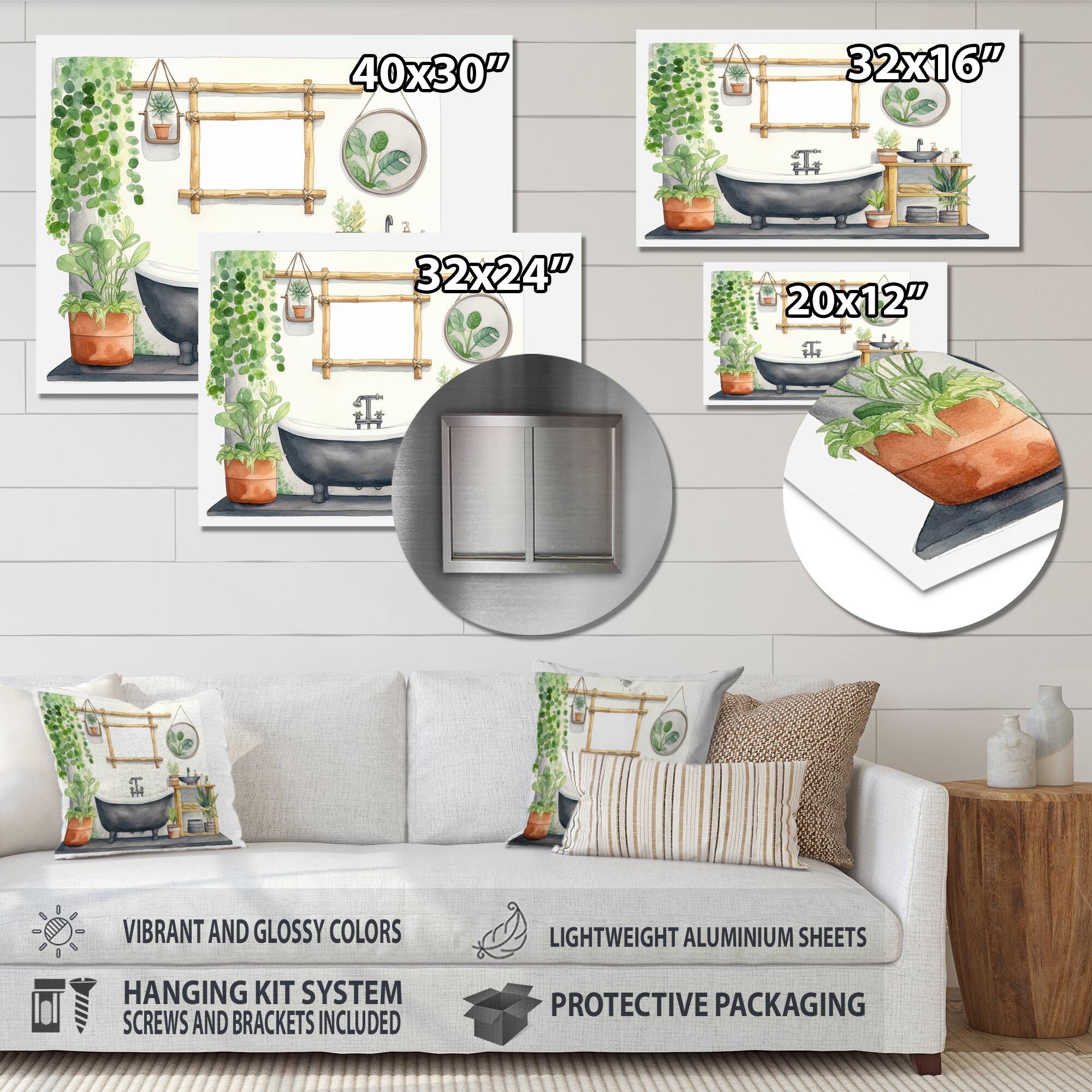 Designart "Natural Bathroom Decor VII" Bathroom Metal Wall Art Prints